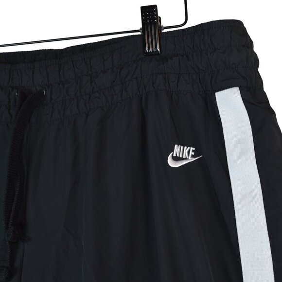Vintage Y2K Nike Women's Large Track Pants Black with White Stripes Mesh Line - Picture 3 of 7